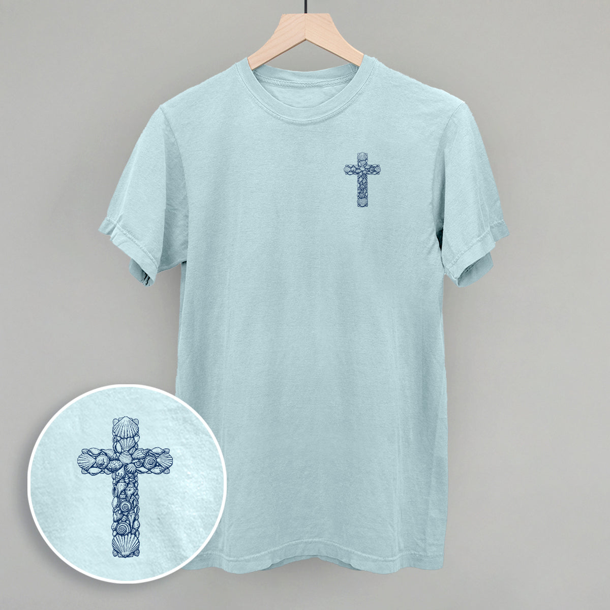Seashell Cross (Left Chest) - clothing by TeeHivey.com (Image 1)
