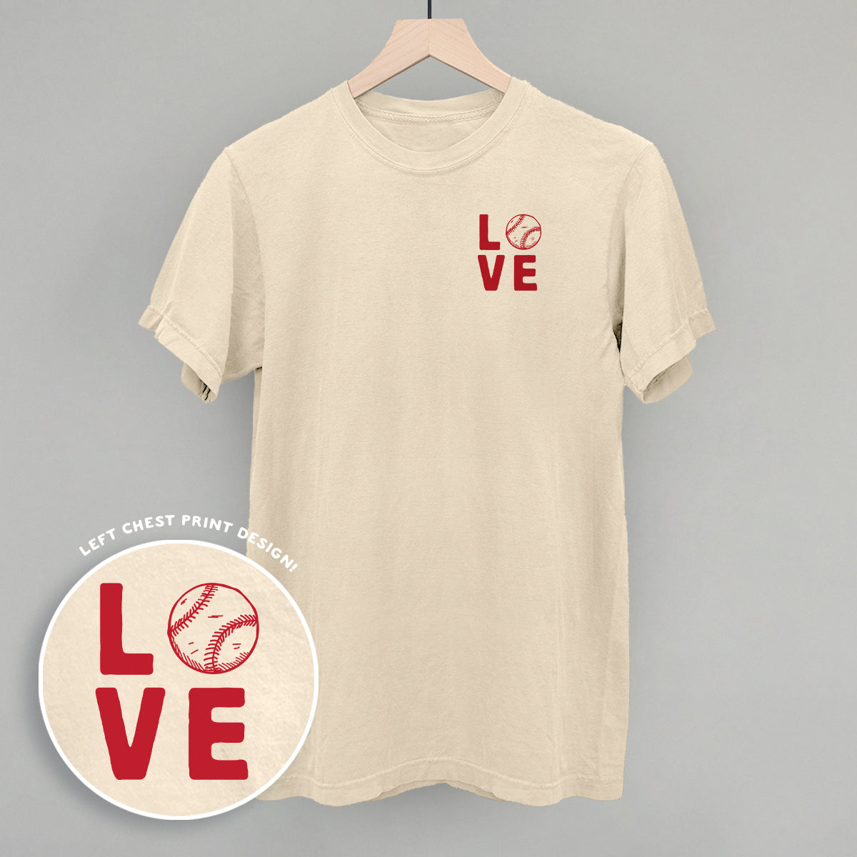 Love Stacked Baseball (Left Chest) - clothing by TeeHivey.com (Image 1)