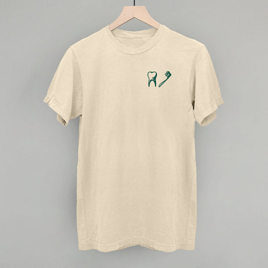 Tooth + Toothbrush (Left Chest) - clothing by TeeHivey.com (Image 1)