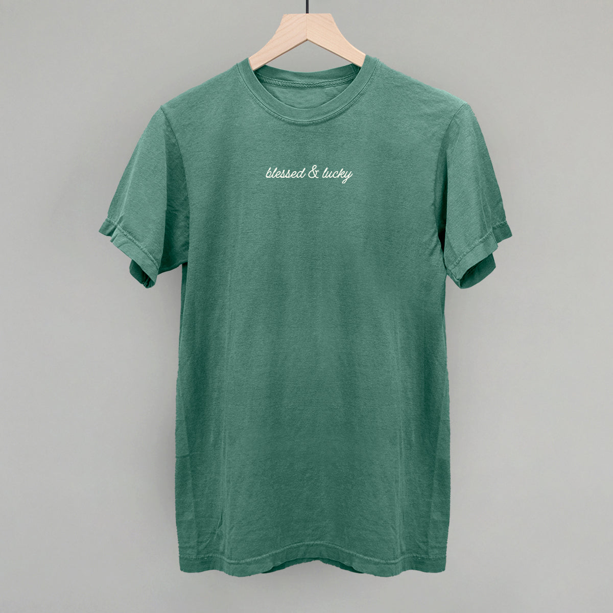 Blessed & Lucky Script - clothing by TeeHivey.com (Image 1)