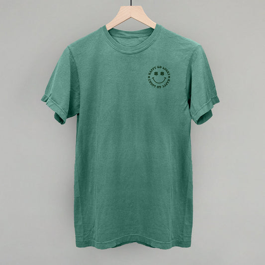 Happy Go Lucky Clover (Left Chest) - clothing by TeeHivey.com (Image 1)
