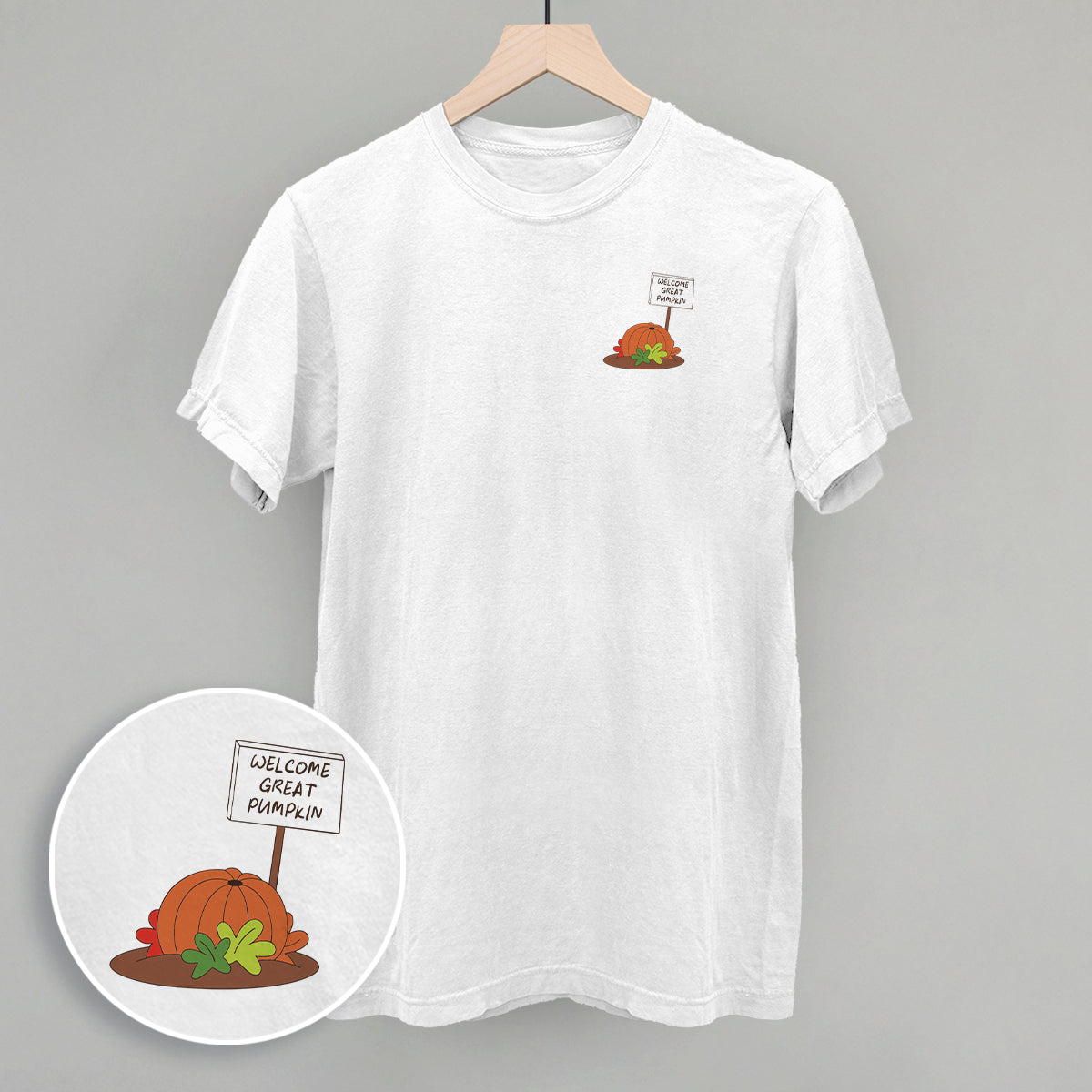 Welcome Great Pumpkin (Left Chest) - clothing by TeeHivey.com (Image 1)