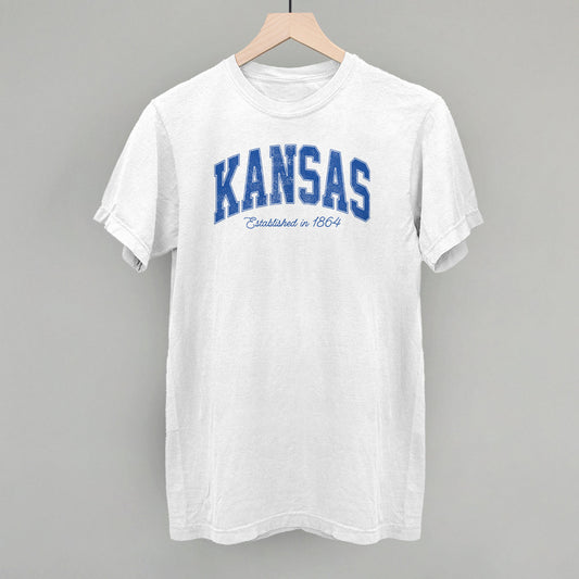 Kansas Varsity Arch (Blue) - clothing by TeeHivey.com (Image 1)