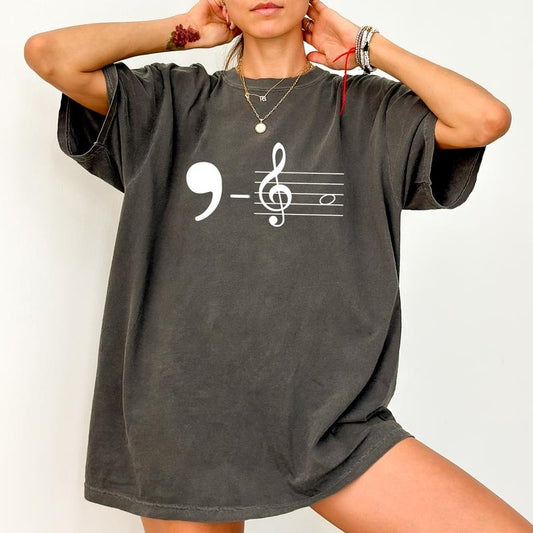 Comma La Shirt, Feminist Tee, Musical Tee, Feminism Graphic Printed Tee, Funny Shirt For Women, Music Teacher Unisex Shirt, Daily Casual Fits, Comfy Fabric Graphic Tee, Women's Tops, Streetwear, Cotton Fabric Relaxed Fit Chic Style girl power