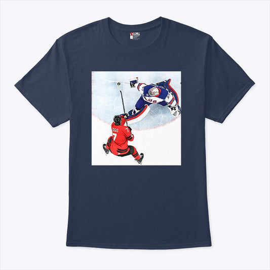 Connor Hellebuyck Goalie Save USA Gold T Shirt