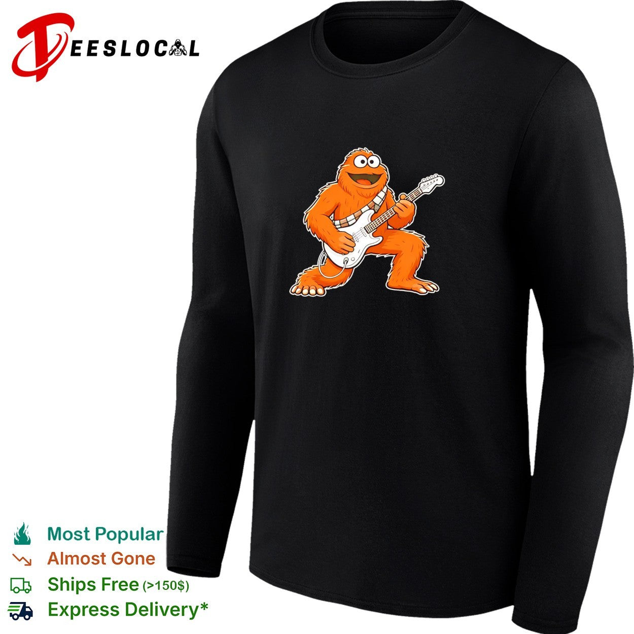 Cookie Monster Chewbacca Star Wars Sesame Street Mashup Playing Electric Guitar shirt