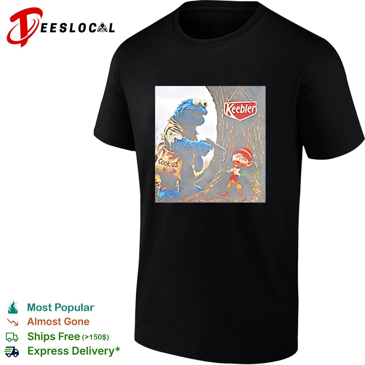 Cookie Monster Edgy Elf Keebler funny shirt