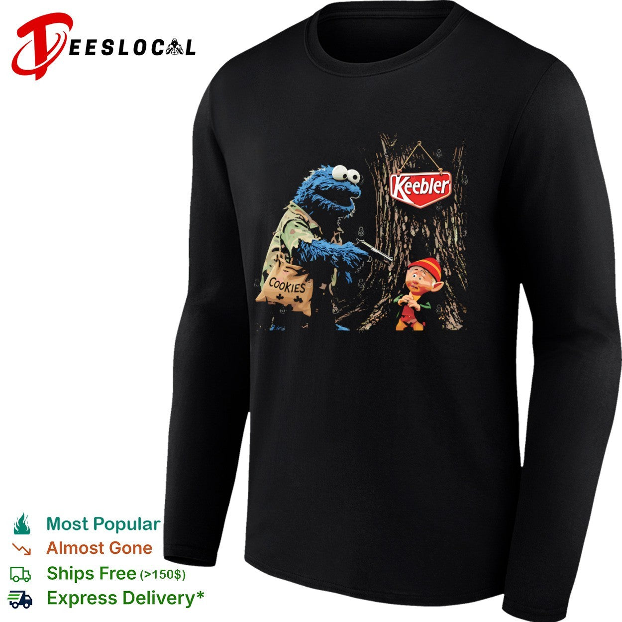 Cookie Monster Keebler Cookies Parody Sesame Street Tree House shirt