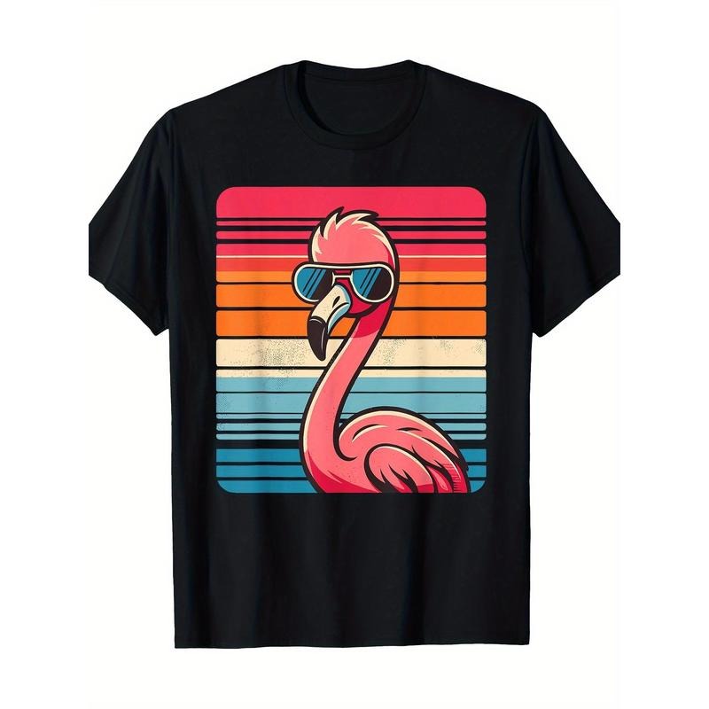 Cool retro Flamingo sunglasses 70's 80's 90's Fun Flamingo 100% cotton T-shirt Made in USA - clothing by TeeHivey.com