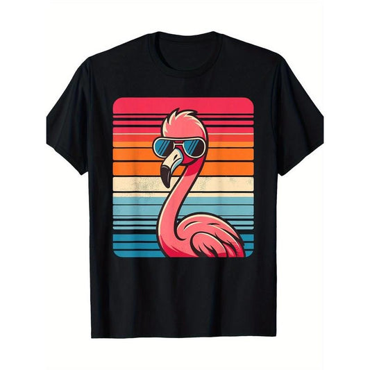 Cool retro Flamingo sunglasses 70's 80's 90's Fun Flamingo 100% cotton T-shirt Made in USA - clothing by TeeHivey.com
