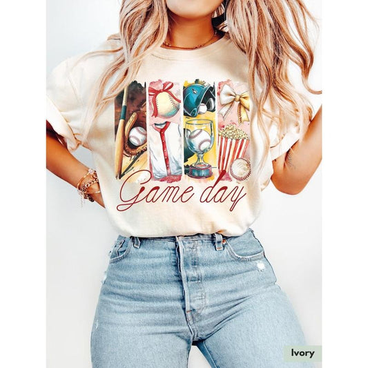 Coquette Baseball Shirt for Game Day, Baseball Mom T-Shirt Womens, Baseball Lover Gift, Baseball Season Baseball Coquette Bow Tee