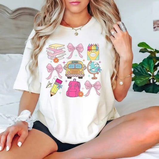 Coquette School Shirt,Back To School Shirts,Teacher Coquette Pink Bow T-Shirt,Cute Teacher Gift,First Day of School Tee,Teacher Appreciation