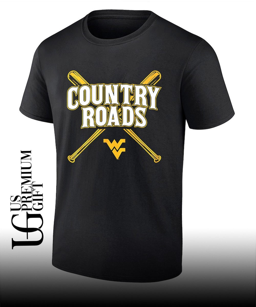 Country Roads West Virginia Mountaineers baseball shirt