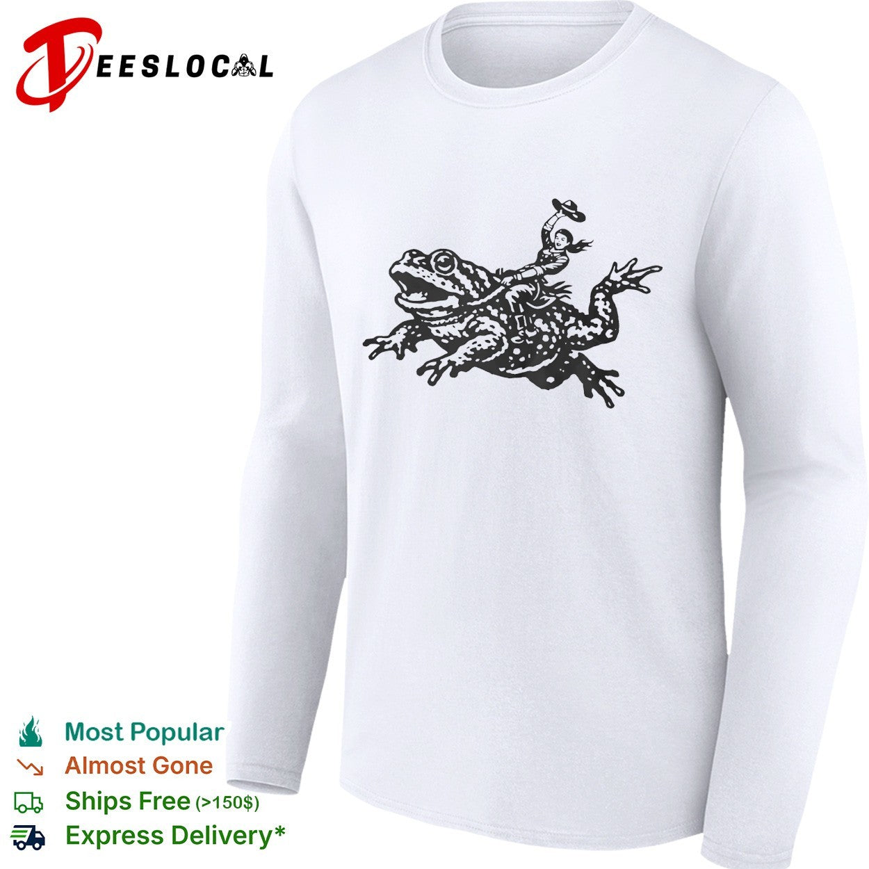 Cowgirl Riding a Toad Illustration Western Folk Art Pop Culture Apparel Shirt