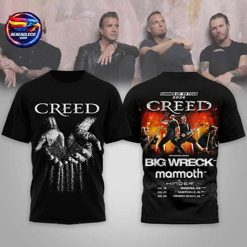 Creed Summer Of 99 Tour 2026 Big Wreck And Mammoth Two Sided Shirt