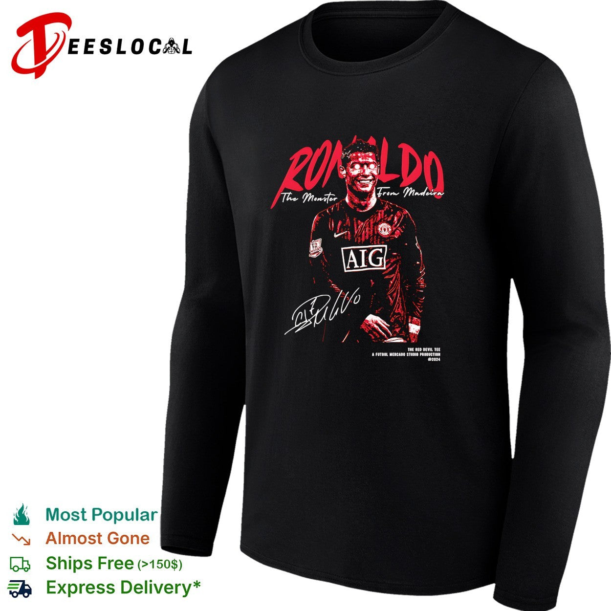 Cristiano Ronaldo Manchester United the monster from Madeira signature shirt