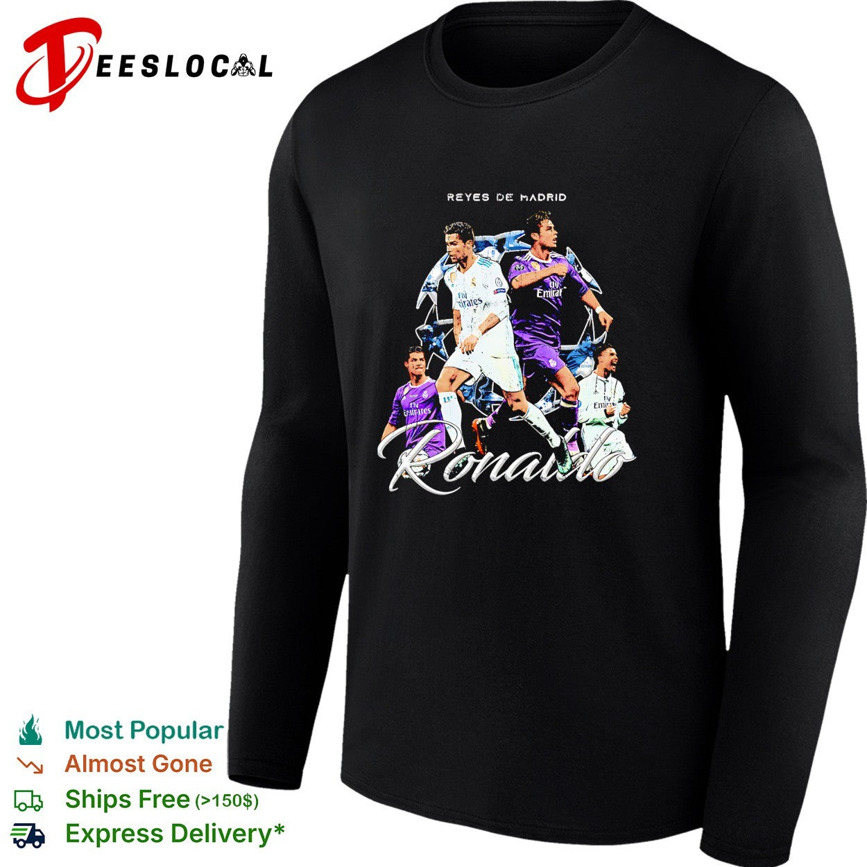 Cristiano Ronaldo Real Madrid Reyes de Madrid portrait shirt