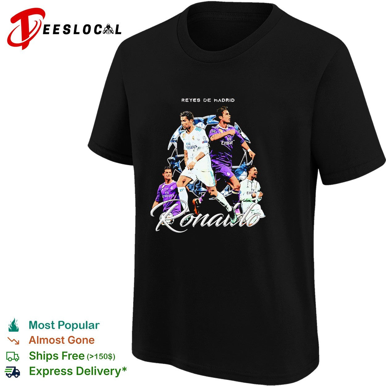 Cristiano Ronaldo Real Madrid Reyes de Madrid portrait shirt