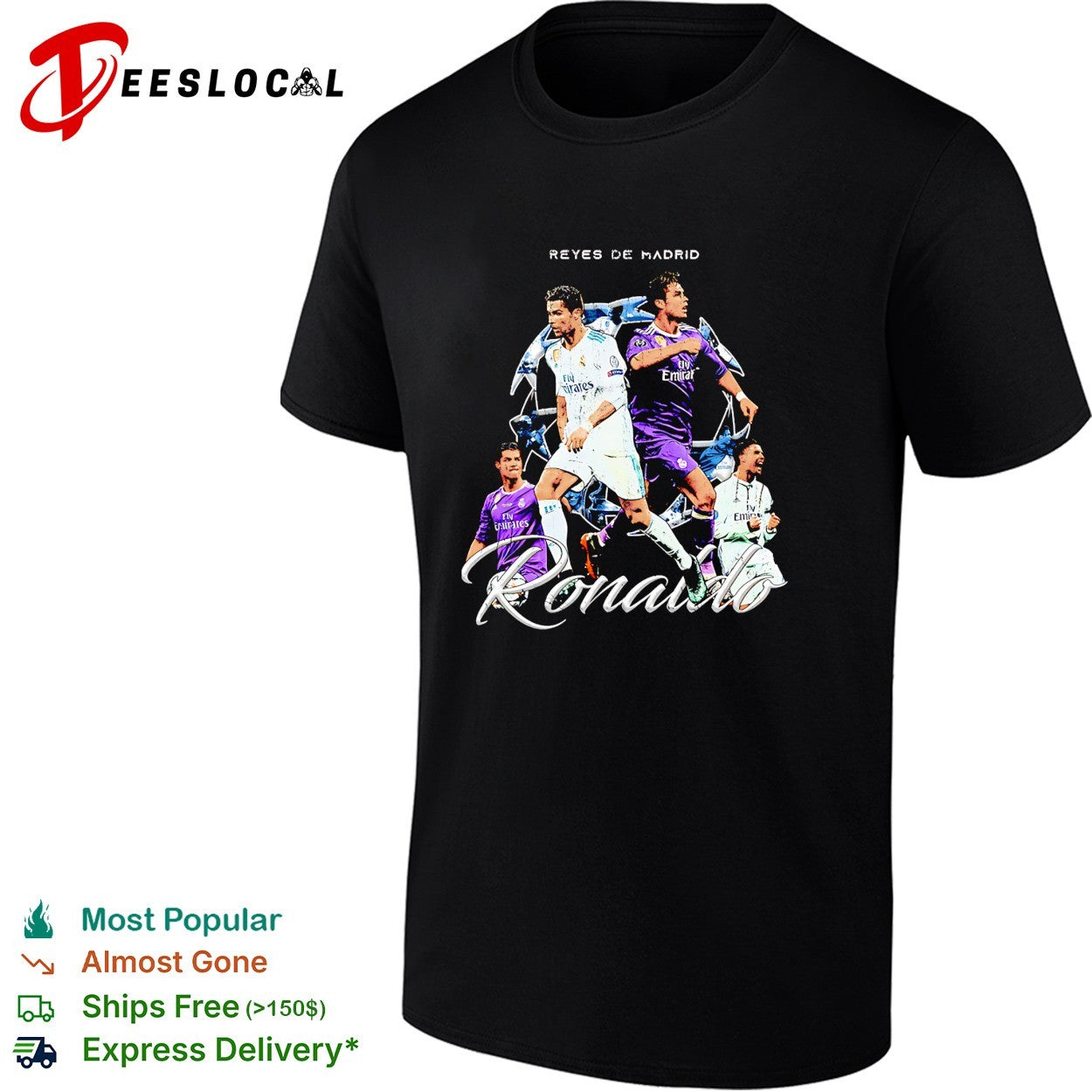 Cristiano Ronaldo Real Madrid Reyes de Madrid portrait shirt