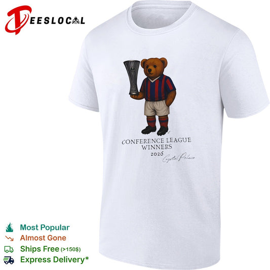 Crystal Palace 2026 Conference League Winners teddy bear illustration football shirt