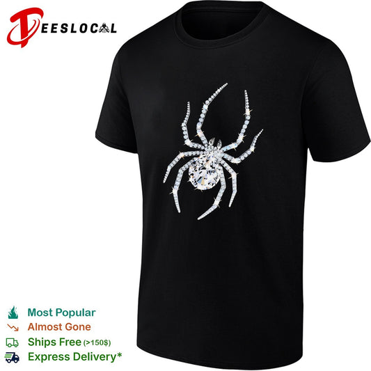 Crystal Spider Diamond Arachnid Glitzy Insect Jewelry Gemstone Silver Charm shirt