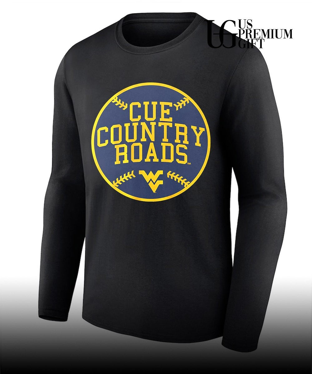 Cue Country Roads West Virginia Mountaineers baseball shirt