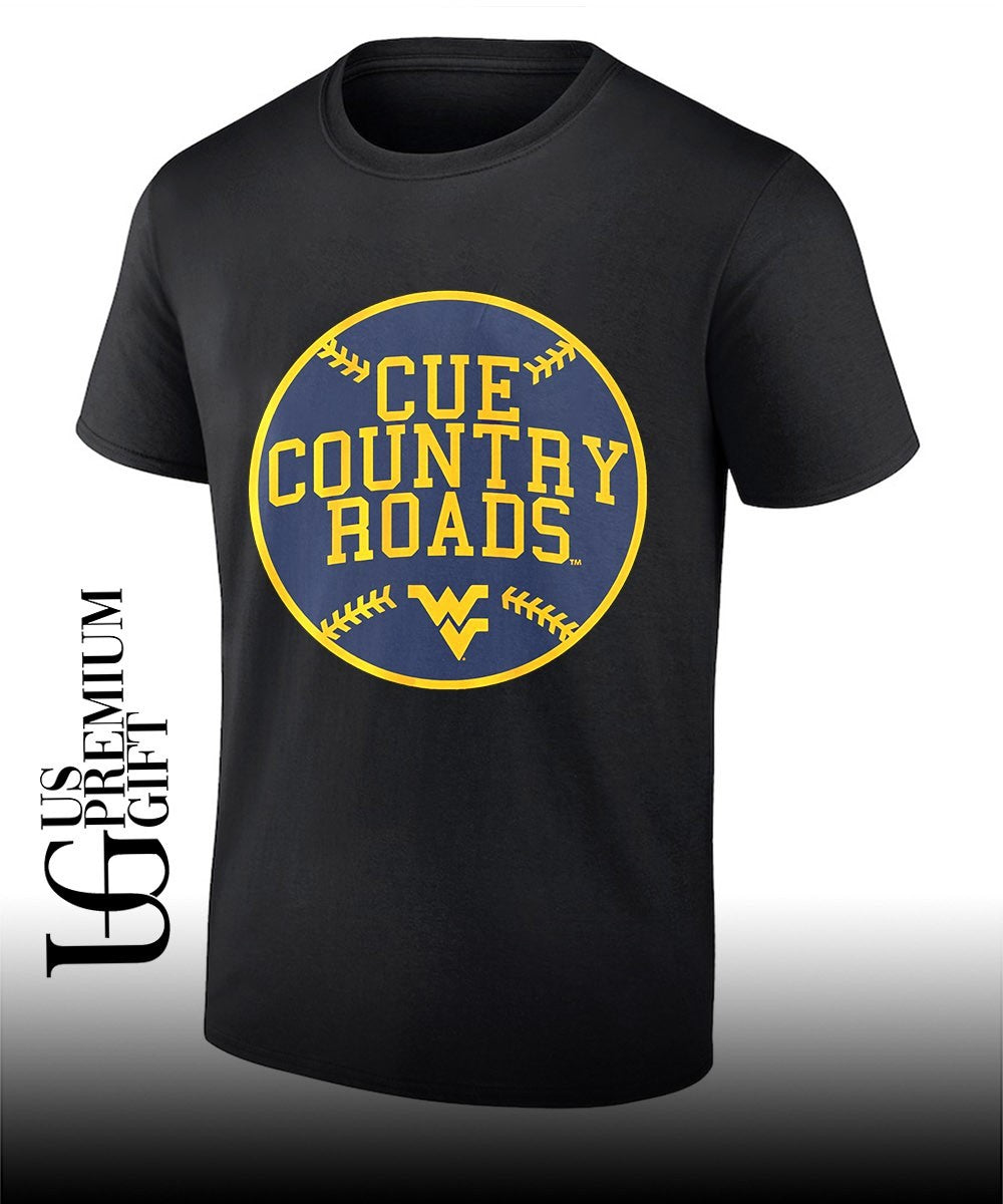 Cue Country Roads West Virginia Mountaineers baseball shirt