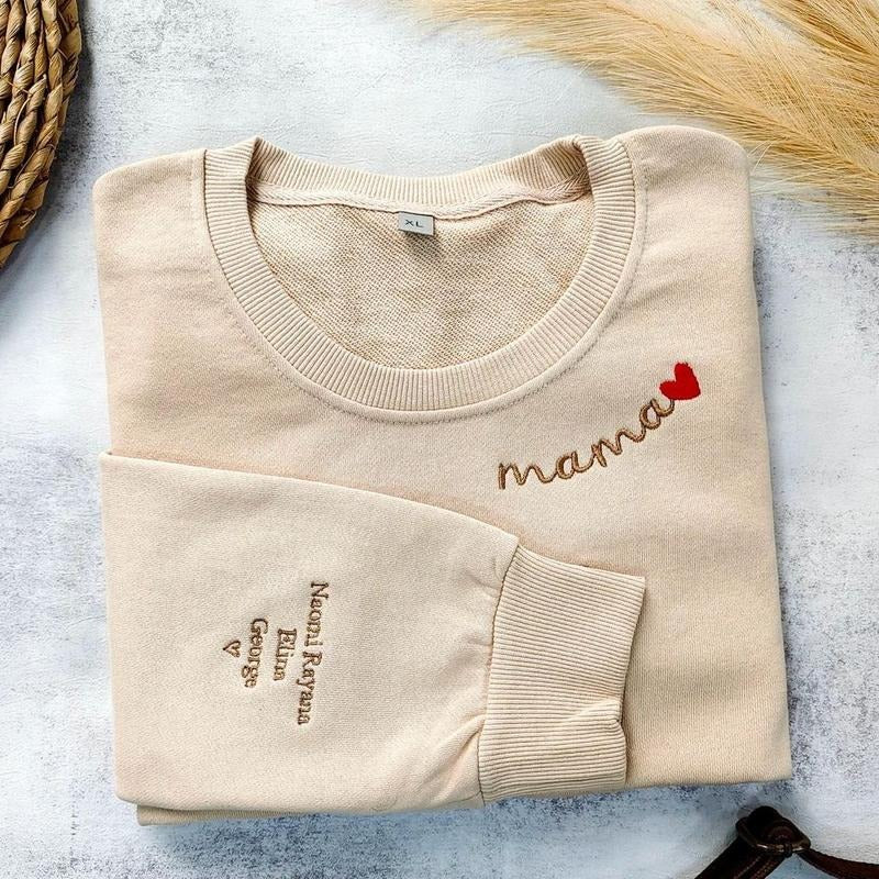 Custom Mama Embroidered Sweatshirt, Custom Mama Crewneck With Kids Names, Personalized Mom Hoodie, Gift For Mom, Mother's Day Shirt