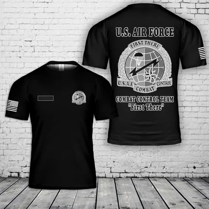 Custom Name US Air Force Combat Control Team - First There T-Shirt 3D