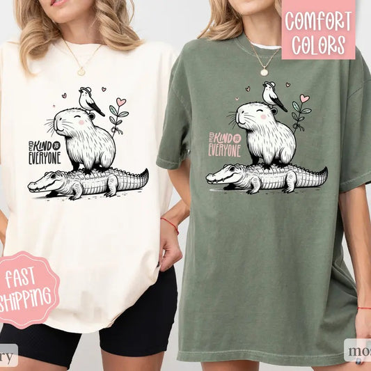 Cute Capybara Shirt Comfort Colors, Be Kind Shirt, Women's Oversized Shirt, Vintage Shirt