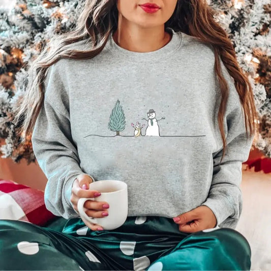 Cute Christmas Snowman Sweatshirt, Cute Snowman And Dog Tee Shirt, Christmas Tree Snowman Sweater, Winter Shirt, Christmas Shirts for Women, Holiday Gift