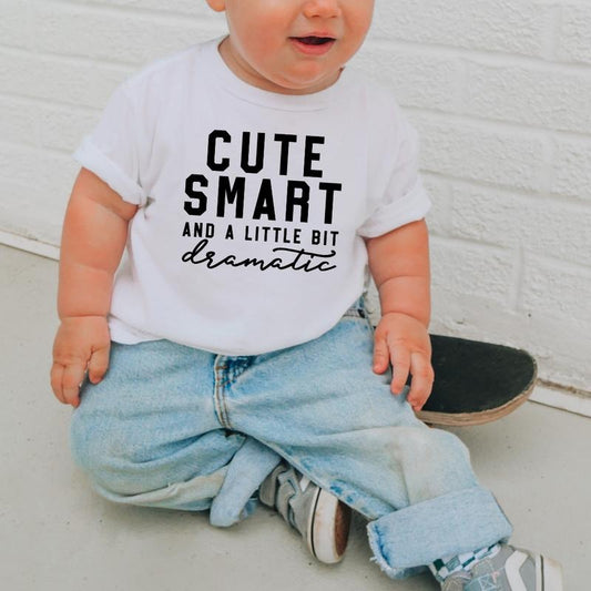 Cute Smart And A Little Bit Dramatic, Toddler T-Shirts & Baby Bodysuits, Graphic Infant Clothes, Cute Baby Shower Gift, Trendy Kids Apparel, Soft Cotton Outfits
