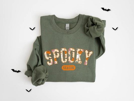 Cute Spooky Season Sweatshirt,Halloween Sweatshirt, Womens Halloween Sweatshirt Cotton Hoodie