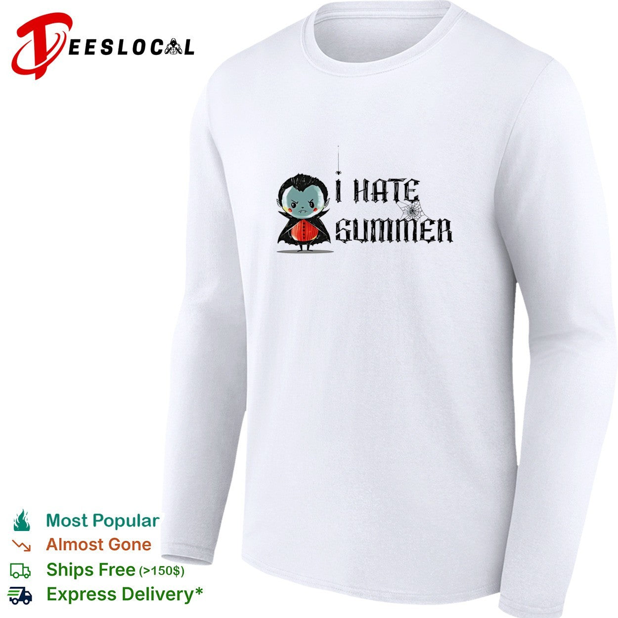 Cute vampire I hate summer Halloween humor shirt