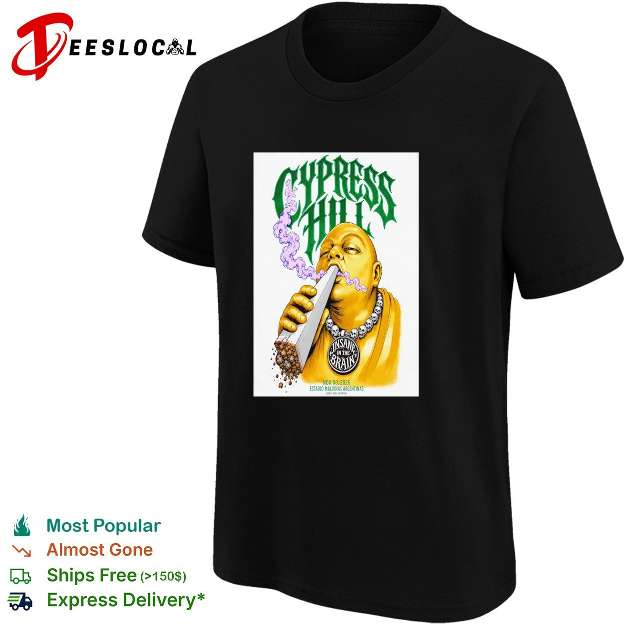 Cypress Hill Estadio Malvinas Argentinas 2026 poster shirt