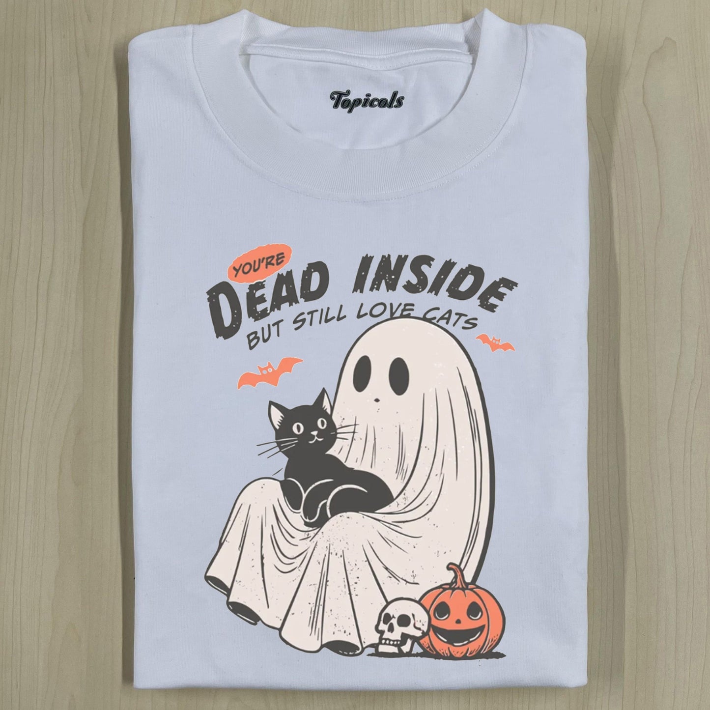 DEAD INSIDE BUT LOVE CATS HALLOWEEN TEE - clothing by TeeHivey.com (Image 1)