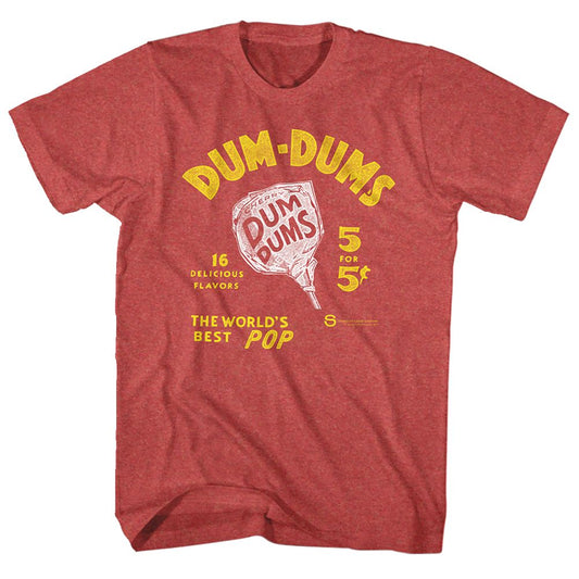 Dum Dums - Worlds Best Pop - Short Sleeve - Heather - Adult - T-Shirt