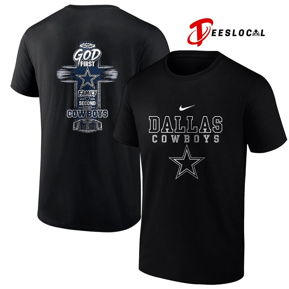 Dallas Cowboys God first family second cross shirt