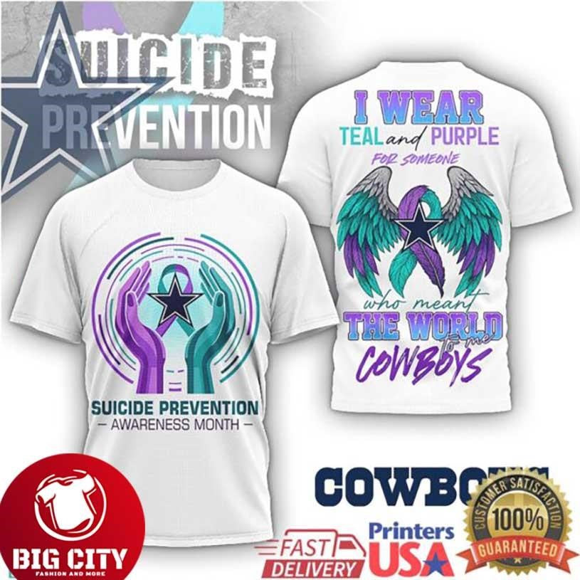 Dallas Cowboys Suicide Prevention Awareness Teal and Purple Two Sided Shirt