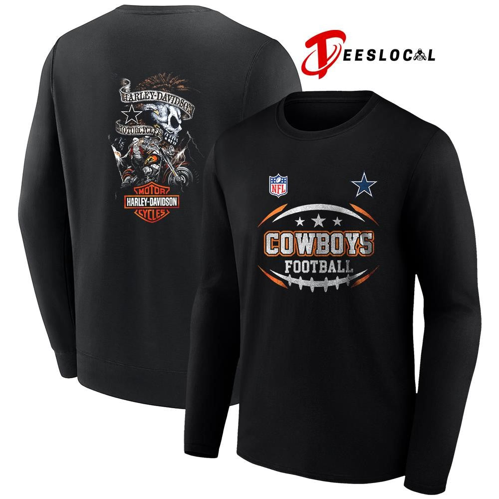 Dallas Cowboys football Harley Davidson motor cycles skeleton shirt