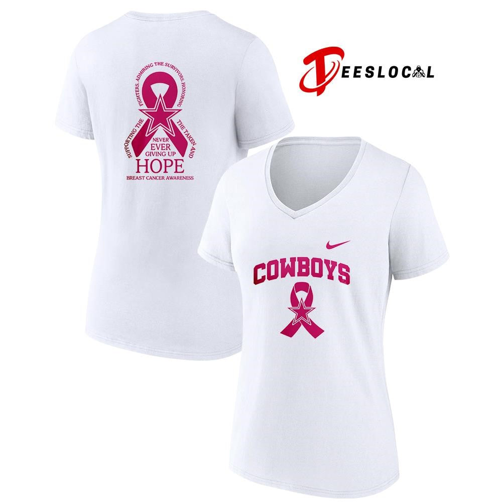 Dallas Cowboys never ever giving up hope breast cancer awareness shirt