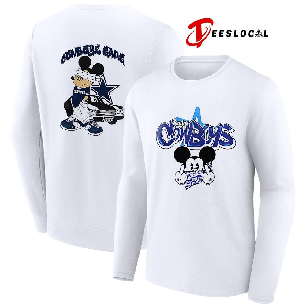 Dallas Cowboys x Gangsta Mickey Mouse middle finger shirt