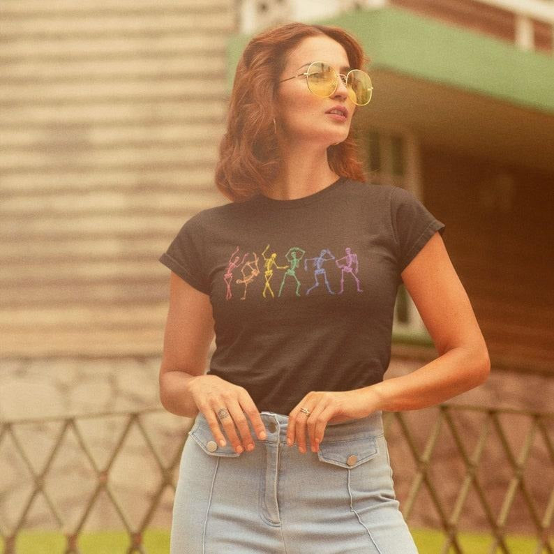 Dancing Skeleton Pride Shirt, Pride Party Shirt, LGBTQ Shirt, Gay Pride Tee, Rainbow Gay Halloween Tee, Gay Skeleton,...