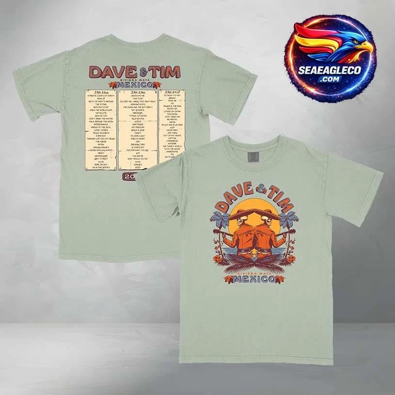 Dave Matthews Band Dave &amp; Tim 2026 Mexico Setlist Two Sided Shirt