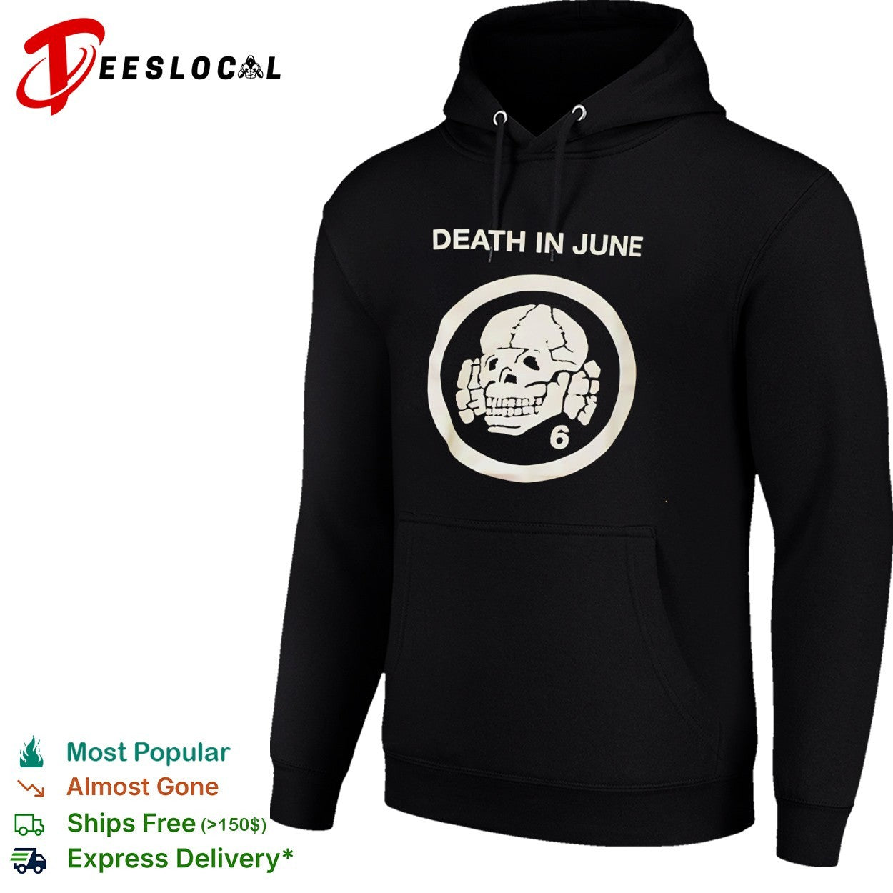 Death in June skull and crossbones logo with number 6 symbol shirt