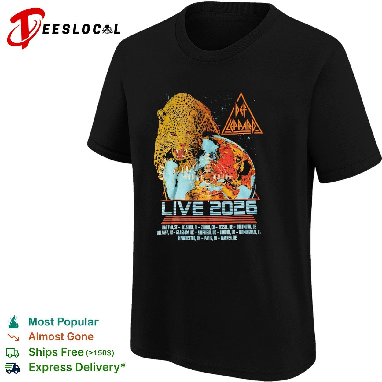 Def Leppard Live 2026 Rättvik Helsinki Zürich Dessel Dortmund Belfast Glasgow shirt