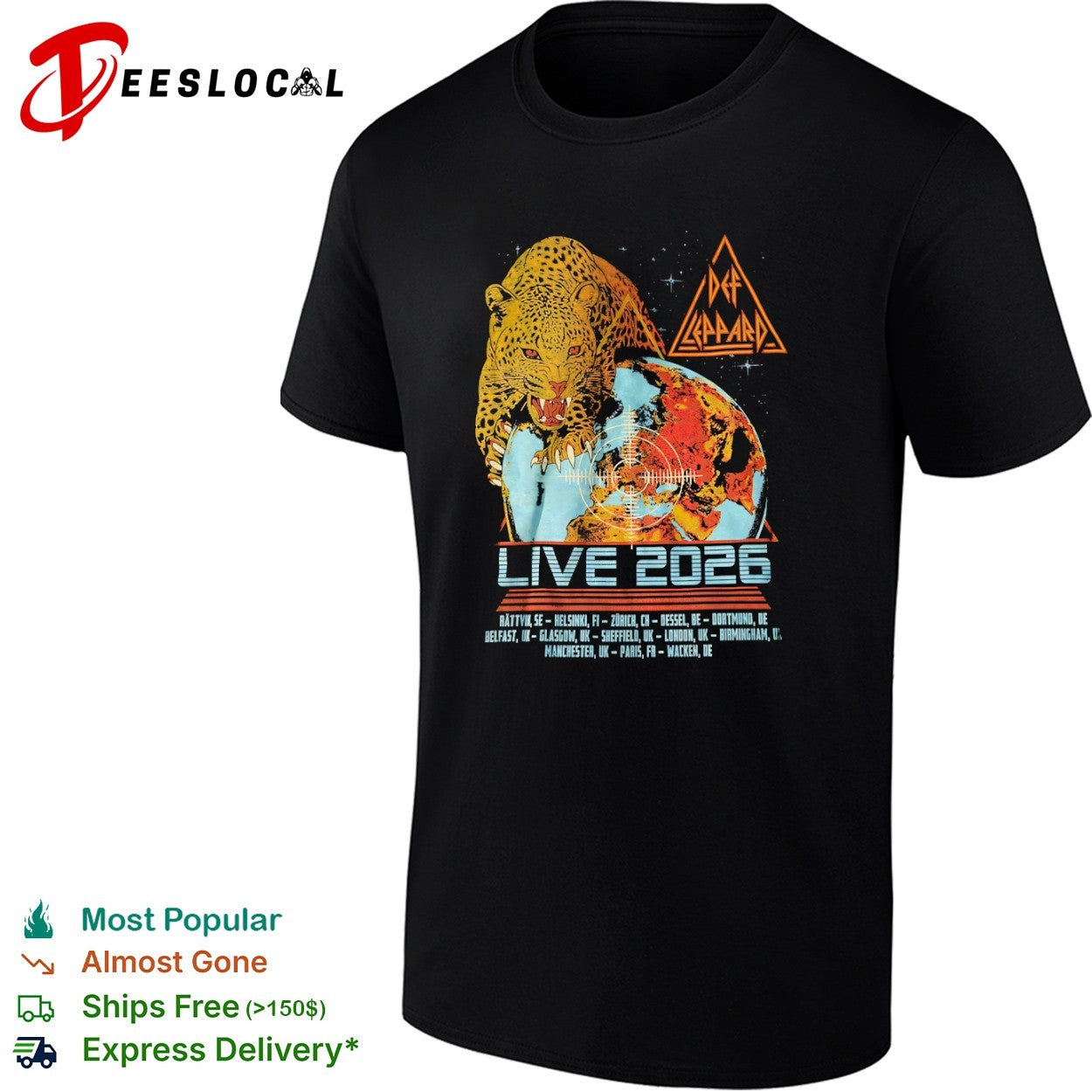 Def Leppard Live 2026 Rättvik Helsinki Zürich Dessel Dortmund Belfast Glasgow shirt