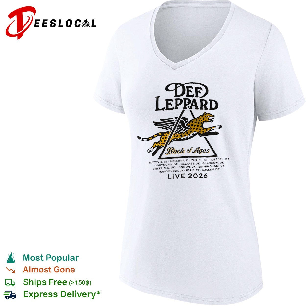 Def Leppard Rock of Ages Live 2026 tour Rattvik Helsinki Zurich Dessel Dortmund shirt
