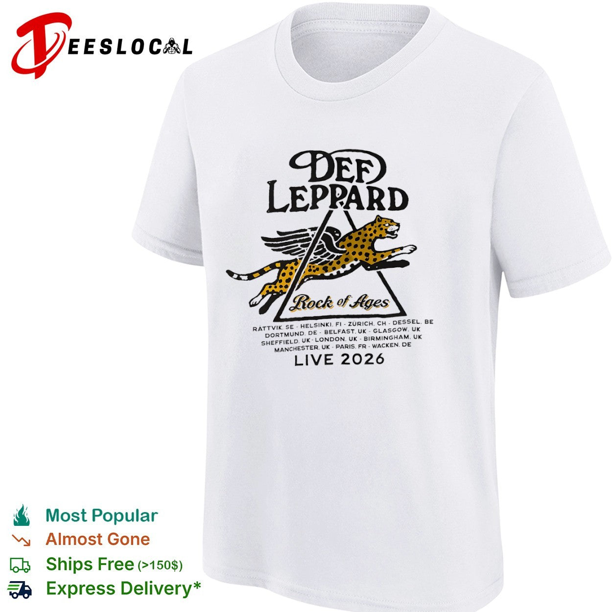 Def Leppard Rock of Ages Live 2026 tour Rattvik Helsinki Zurich Dessel Dortmund shirt