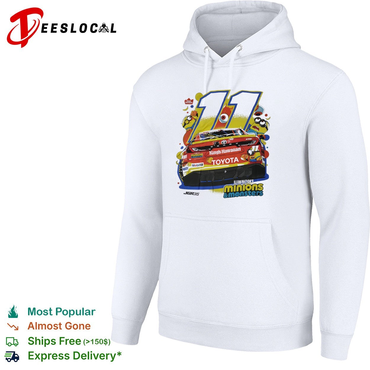 Denny Hamlin Joe Gibbs Racing 11 King Hawaiian Minions and Monsters NASCAR shirt